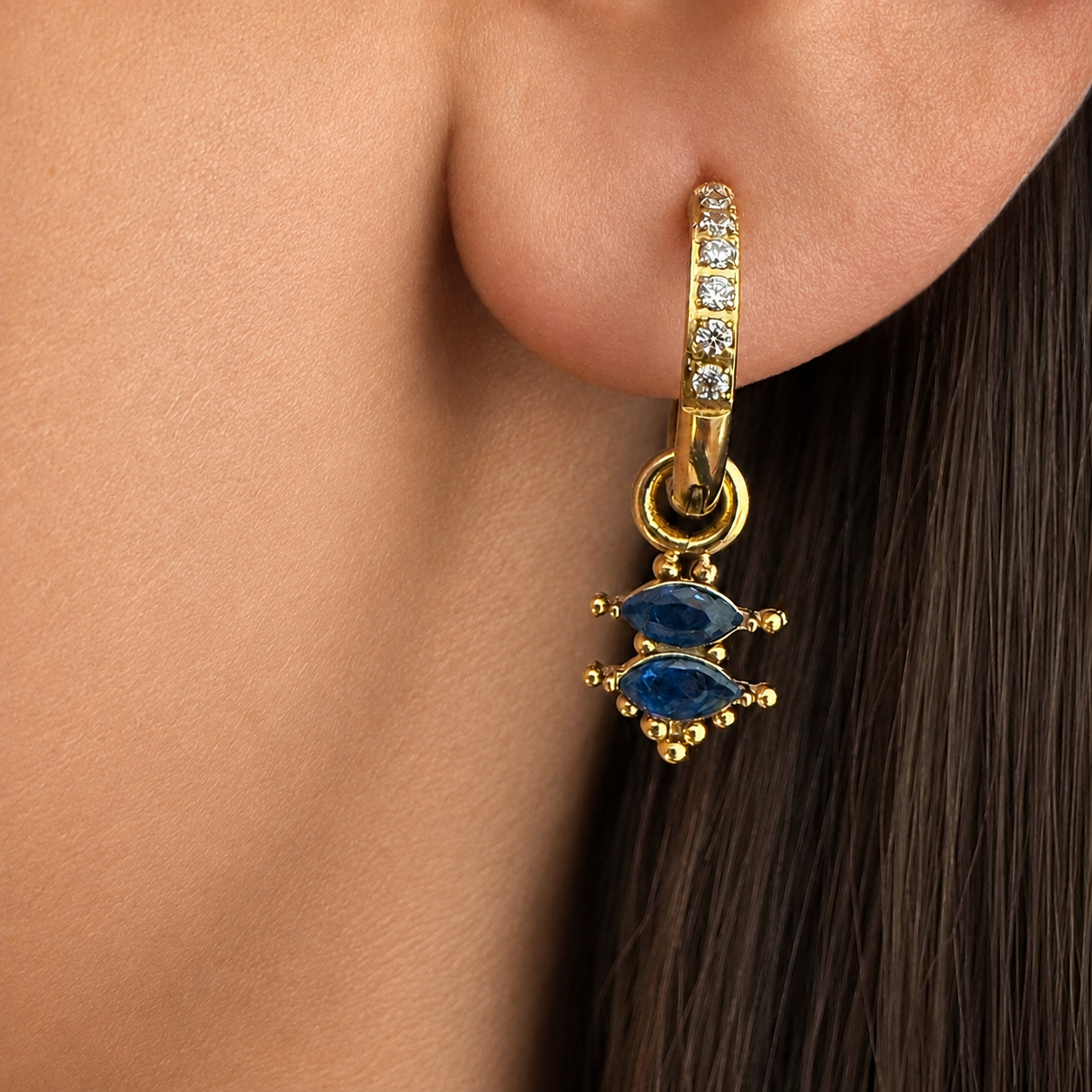 Breloque Saphir interchangeable pour boucle d’oreille Caméléa