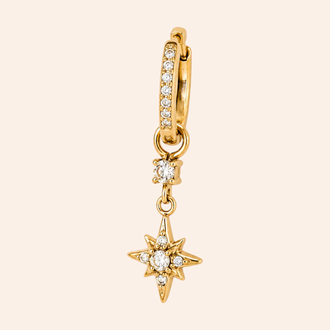 Ma boutique Astre interchangeable gold star earring charm with clear stones set in stainless steel