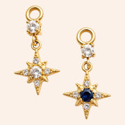 Ma boutique Astre interchangeable gold star earring charms with clear and blue crystal accents in stainless steel
