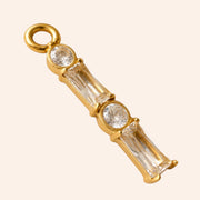 Ma boutique Emeraude interchangeable gold earring charm with clear baguette and round crystals in stainless steel