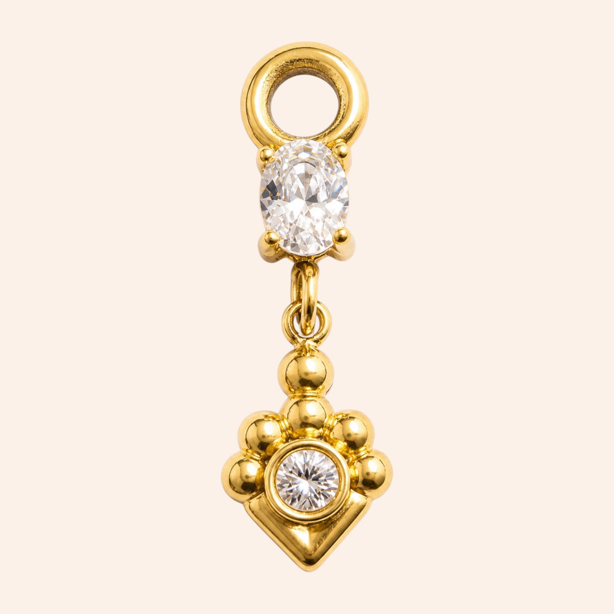 Ma boutique Joyau interchangeable gold earring charm with clear stones and stainless steel finish