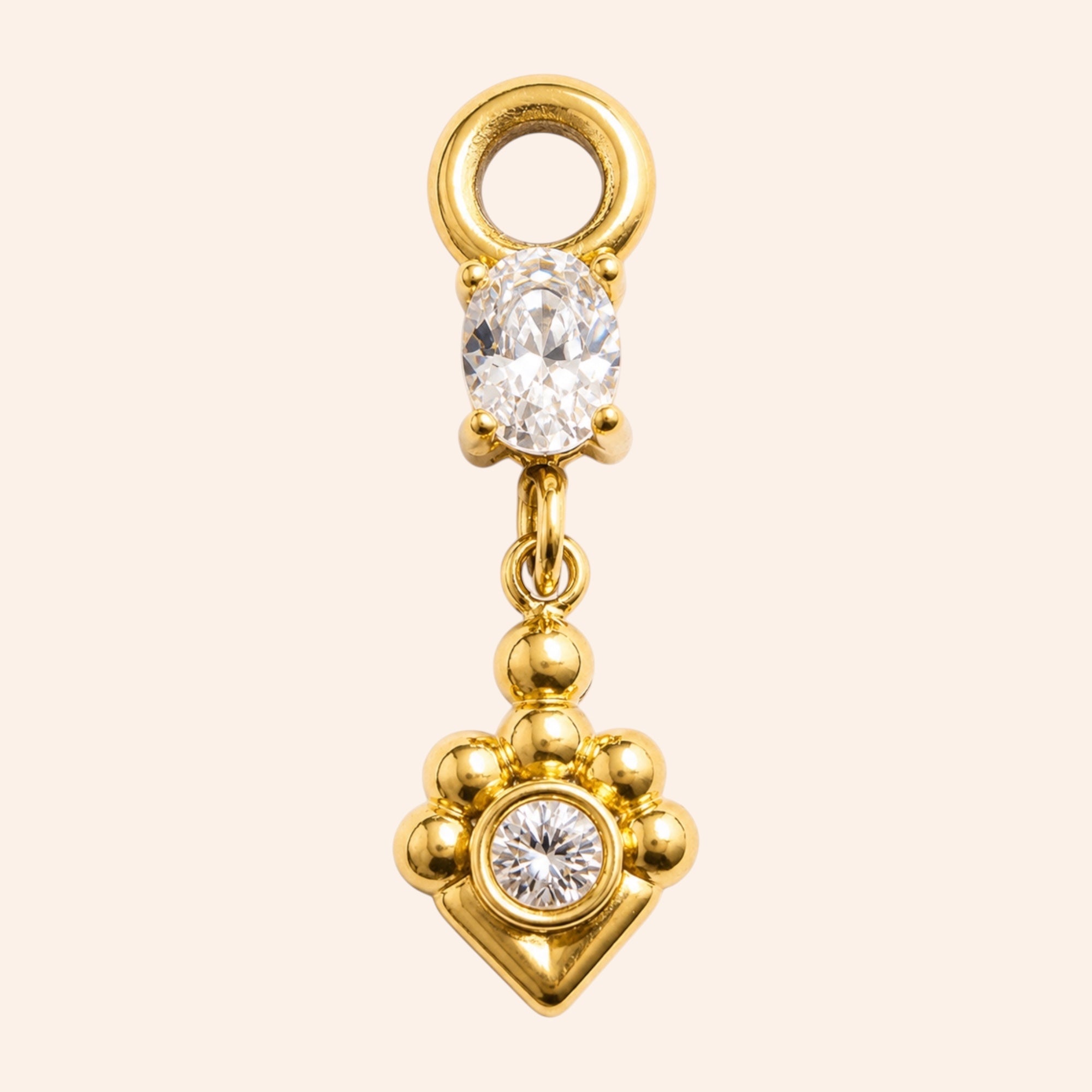 Ma boutique Joyau interchangeable gold earring charm with clear stones and stainless steel finish
