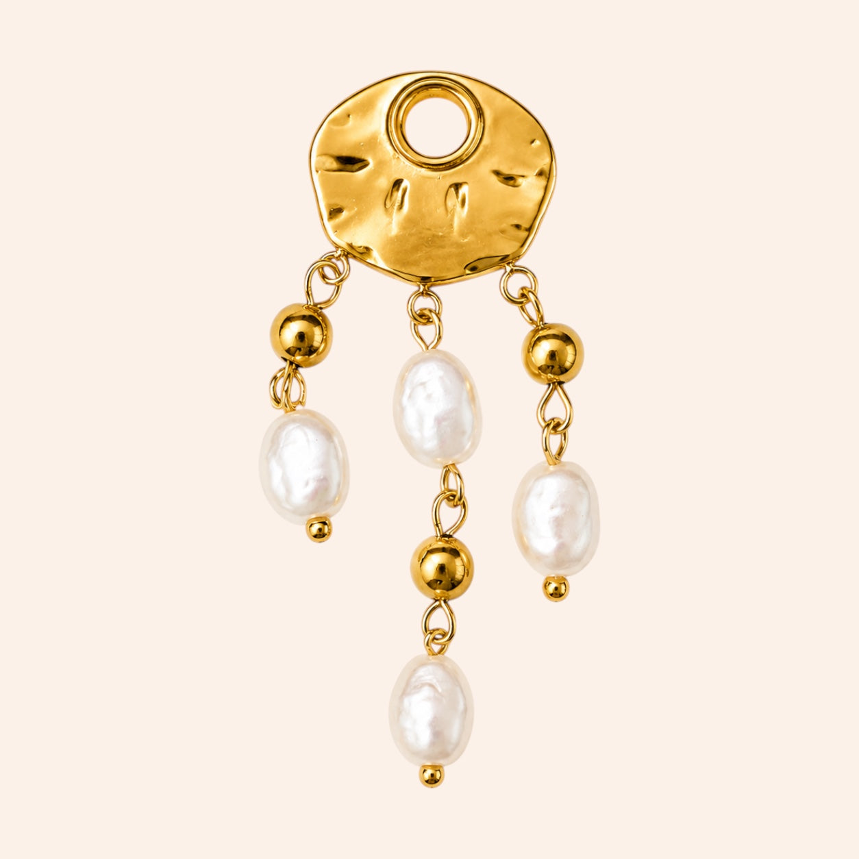 Ma boutique Néréide interchangeable earring charm with gold-tone stainless steel and white pearlescent beads