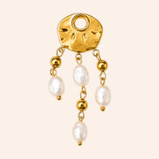 Ma boutique Néréide interchangeable earring charm with gold-tone stainless steel and white pearlescent beads
