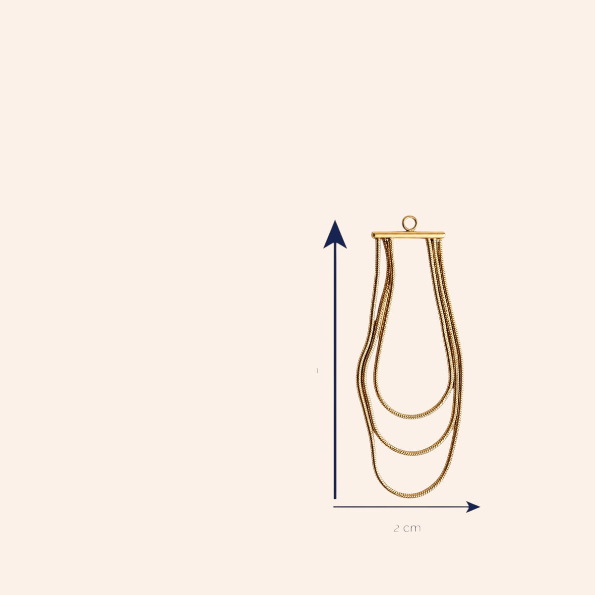 Ma boutique Ondine gold stainless steel interchangeable earring charm with long layered snake chain design