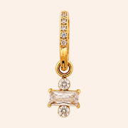 Ma boutique Regard gold stainless steel interchangeable earring charm with clear baguette and round crystals