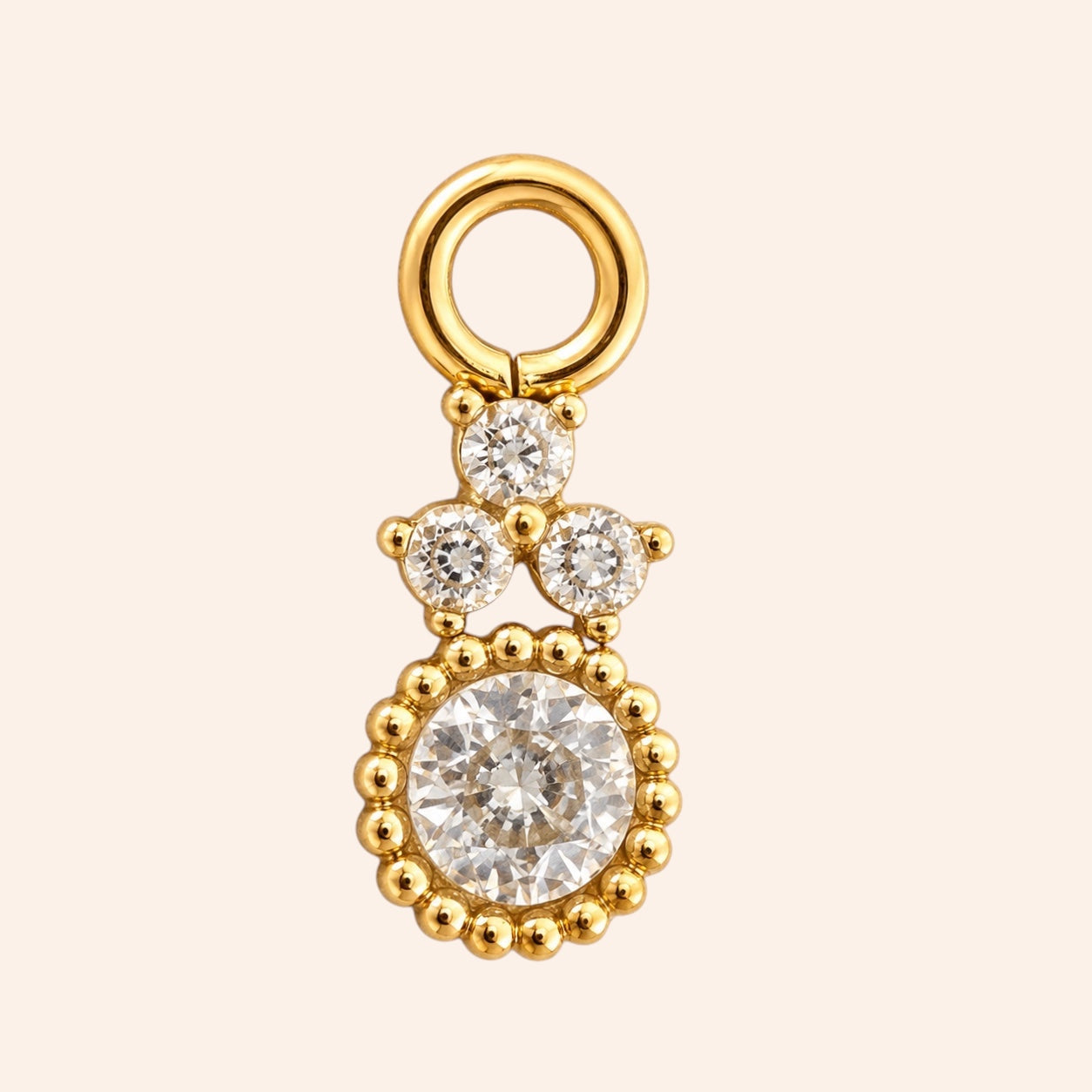 Ma boutique Rosace interchangeable gold stainless steel earring charm with clear crystal stones