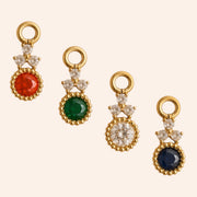 Ma boutique Rosace interchangeable gold stainless steel earring charms with colorful gemstone settings